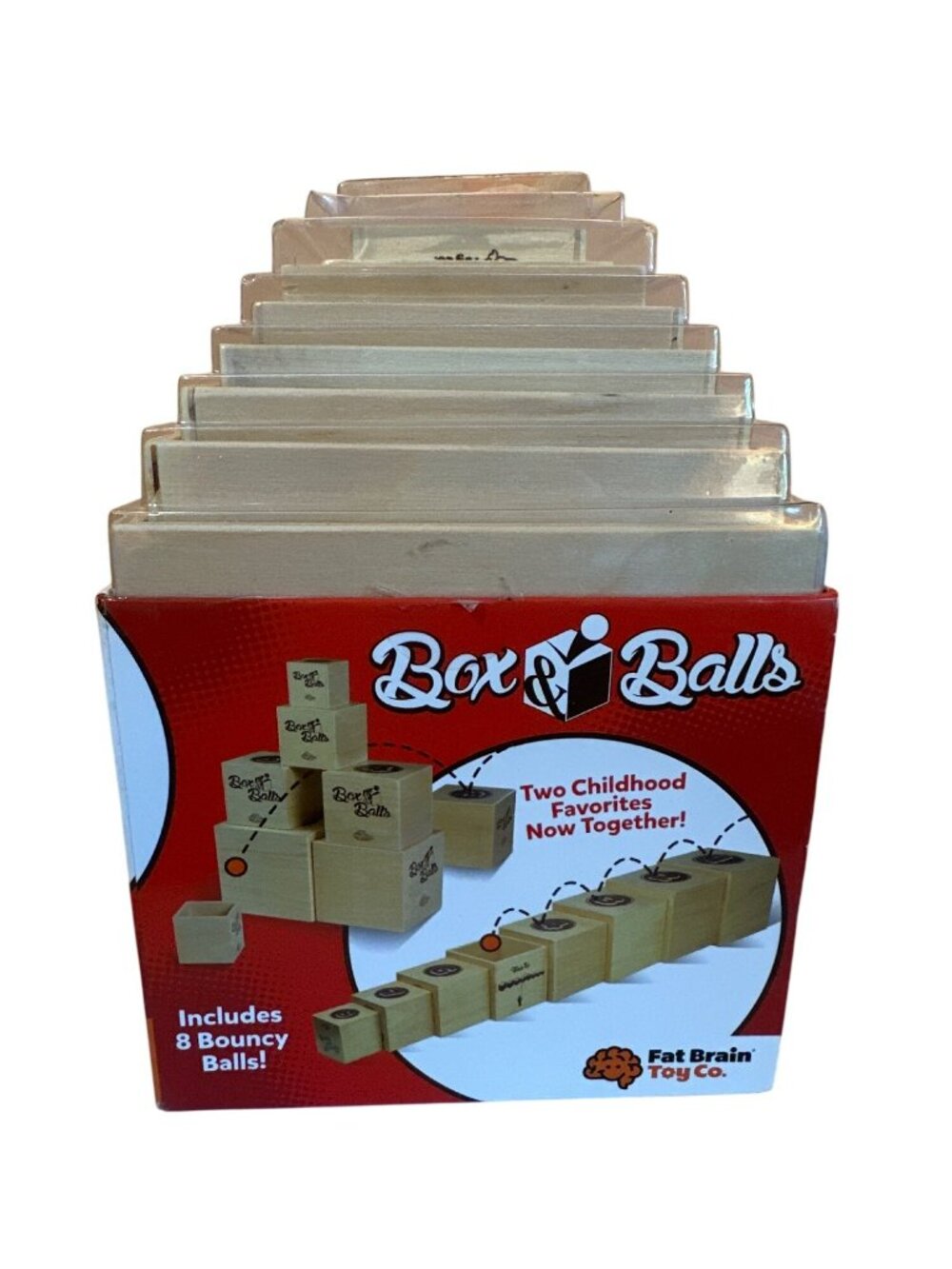 Fat Brain Toy Co. Box & Balls Game Wooden Toy NEW in Box Skill Game Ages 5 +
